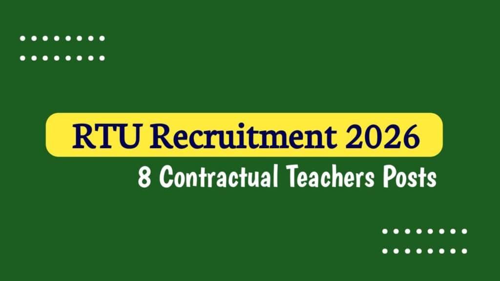 RTU Hojai Recruitment 2026